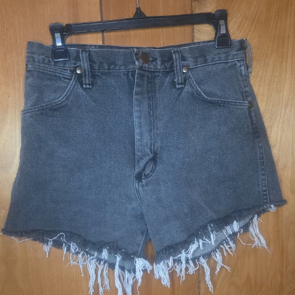 Wrangler Charcoal Frayed Jean Shorts